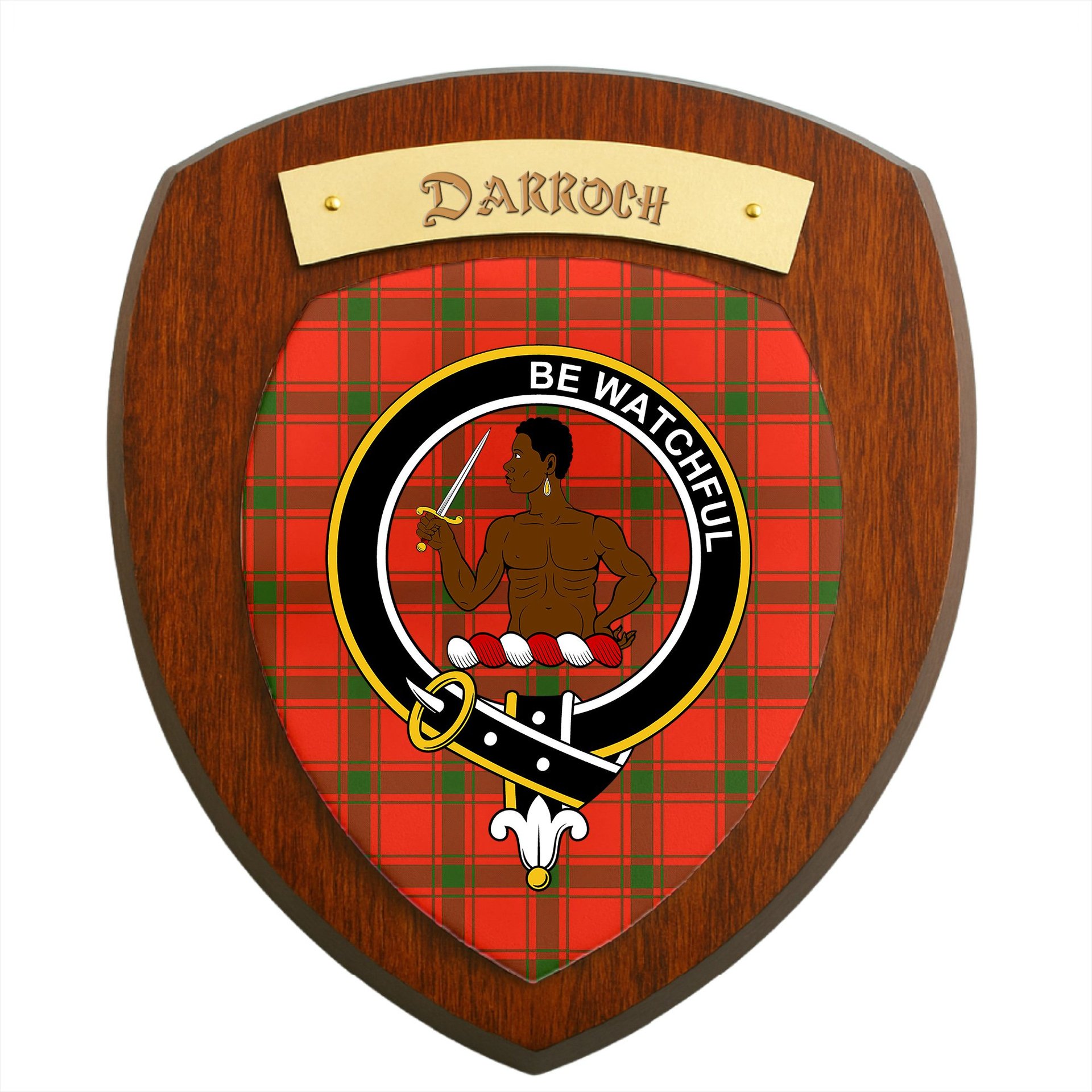 ScotsTee Shop Scottish Darroch Clan Crest Scottish Tartan Wooden Wall Plaque