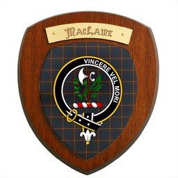 ScotsTee Shop Scottish MacLaine of Lochbuie Hunting Clan Crest Scottish Tartan Wooden Wall Plaque