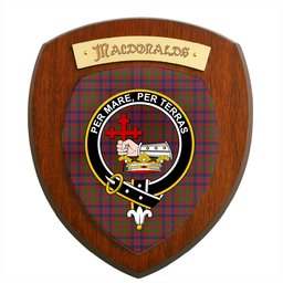 ScotsTee Shop Scottish MacDonald of Boisdale Clan Crest Scottish Tartan Wooden Wall Plaque