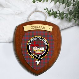 ScotsTee Shop Scottish Donald of Glenaladale Clan Crest Scottish Tartan Wooden Wall Plaque