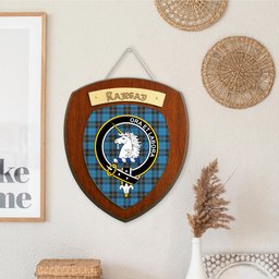 ScotsTee Shop Scottish Ramsay Blue Ancient Clan Crest Scottish Tartan Wooden Wall Plaque