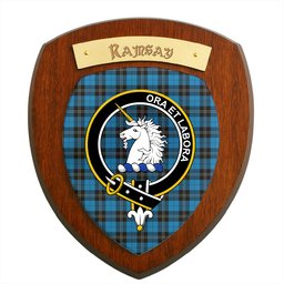ScotsTee Shop Scottish Ramsay Blue Ancient Clan Crest Scottish Tartan Wooden Wall Plaque