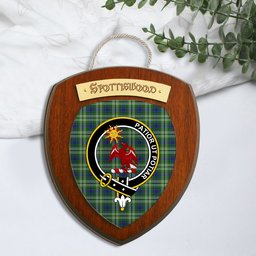 ScotsTee Shop Scottish Spottiswood Clan Crest Scottish Tartan Wooden Wall Plaque