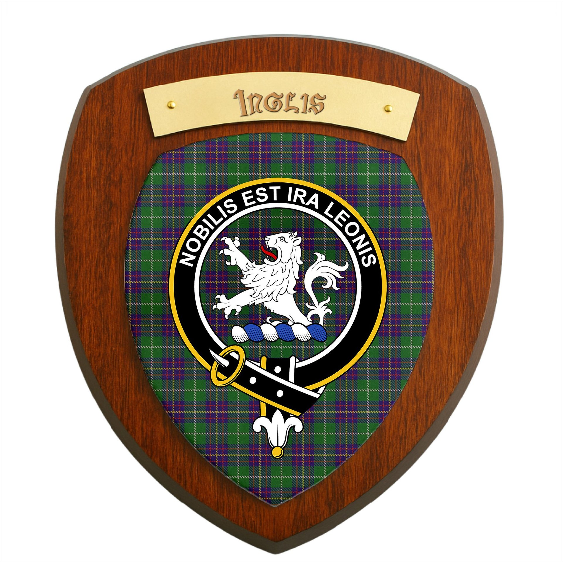ScotsTee Shop Scottish Inglis Clan Crest Scottish Tartan Wooden Wall Plaque