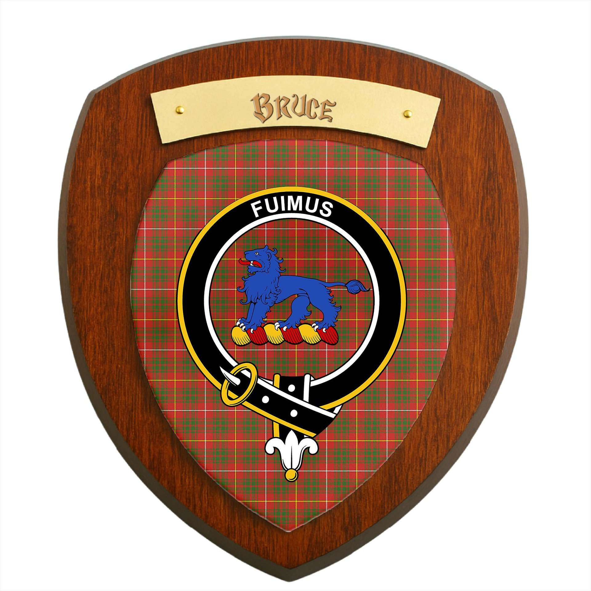 ScotsTee Shop Scottish Bruce Modern Clan Crest Scottish Tartan Wooden Wall Plaque