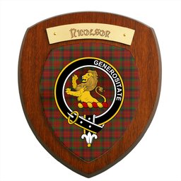 ScotsTee Shop Scottish Nicolson Lochcarron Clan Crest Scottish Tartan Wooden Wall Plaque