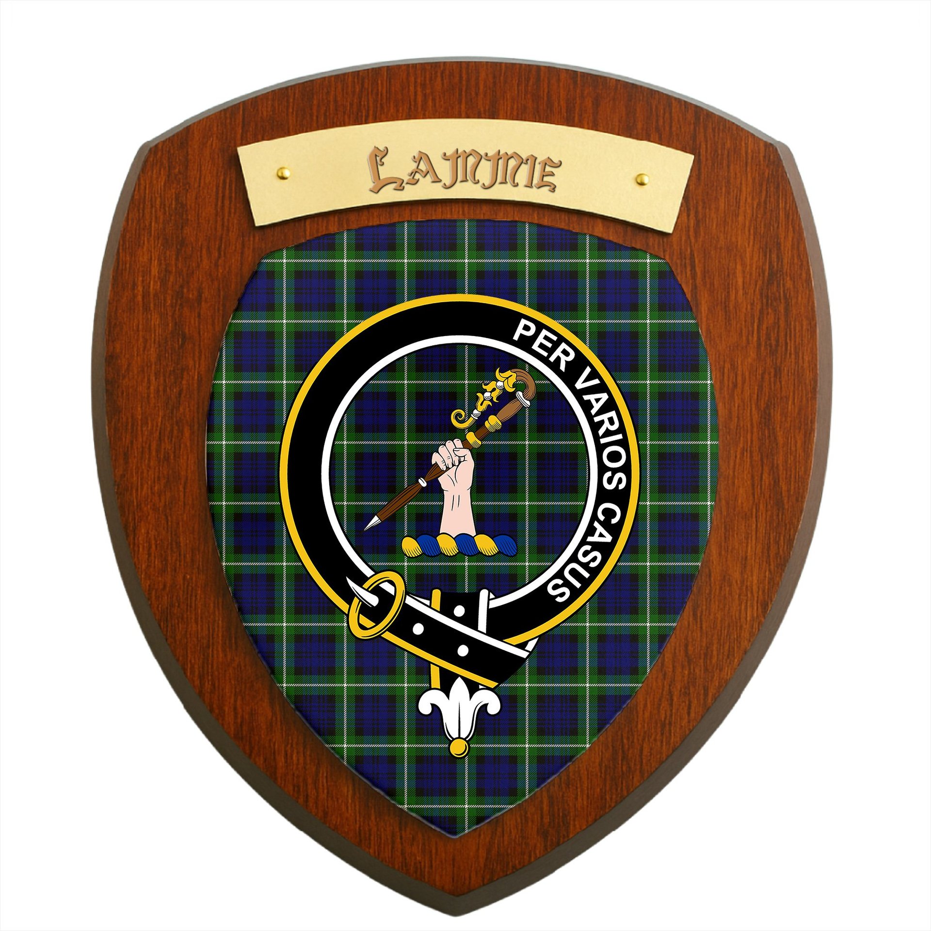 ScotsTee Shop Scottish Lammie Clan Crest Scottish Tartan Wooden Wall Plaque