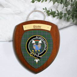 ScotsTee Shop Scottish Hope Vere Clan Crest Scottish Tartan Wooden Wall Plaque