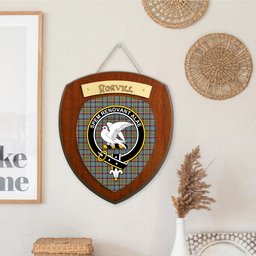ScotsTee Shop Scottish Norvill Clan Crest Scottish Tartan Wooden Wall Plaque