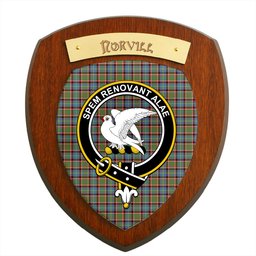 ScotsTee Shop Scottish Norvill Clan Crest Scottish Tartan Wooden Wall Plaque
