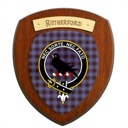 ScotsTee Shop Scottish Rutherford Clan Crest Scottish Tartan Wooden Wall Plaque