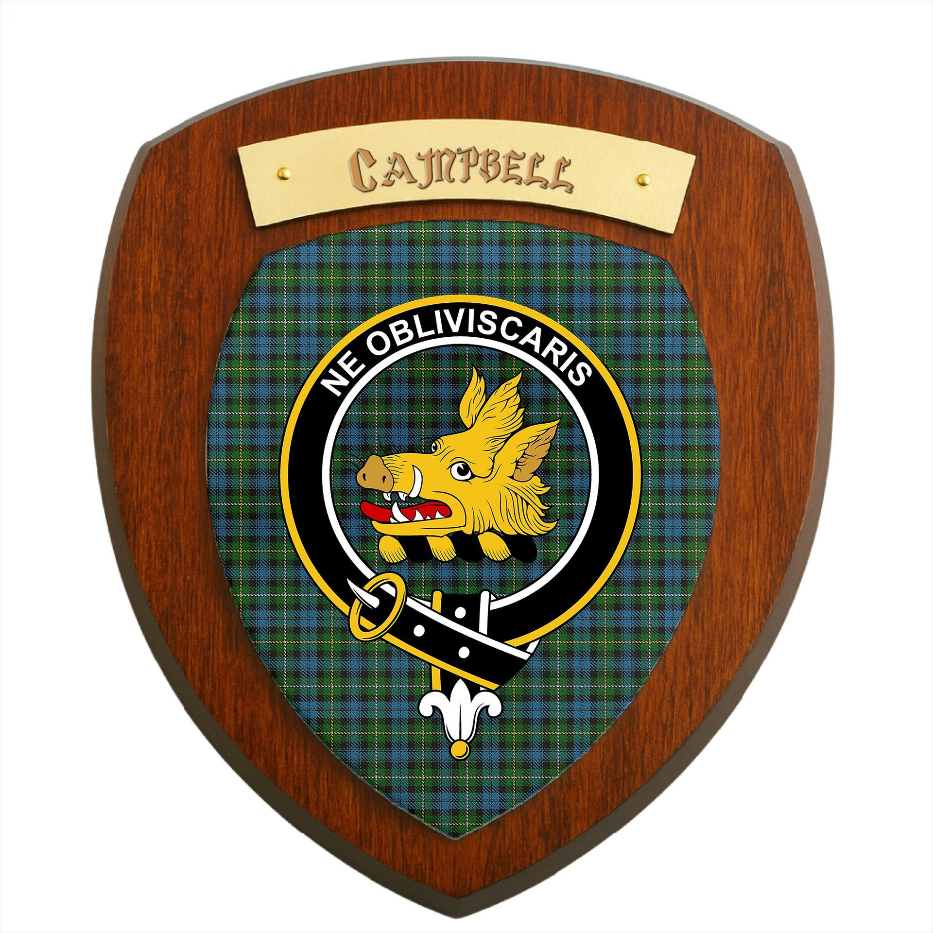 ScotsTee Shop Scottish Campbell of Argyll Ancient Clan Crest Scottish Tartan Wooden Wall Plaque