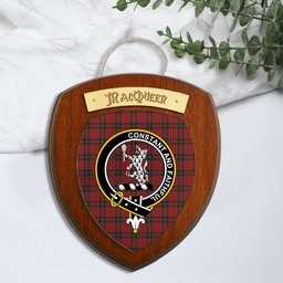 ScotsTee Shop Scottish MacQueen Clan Crest Scottish Tartan Wooden Wall Plaque