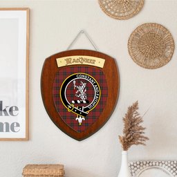 ScotsTee Shop Scottish MacQueen Clan Crest Scottish Tartan Wooden Wall Plaque