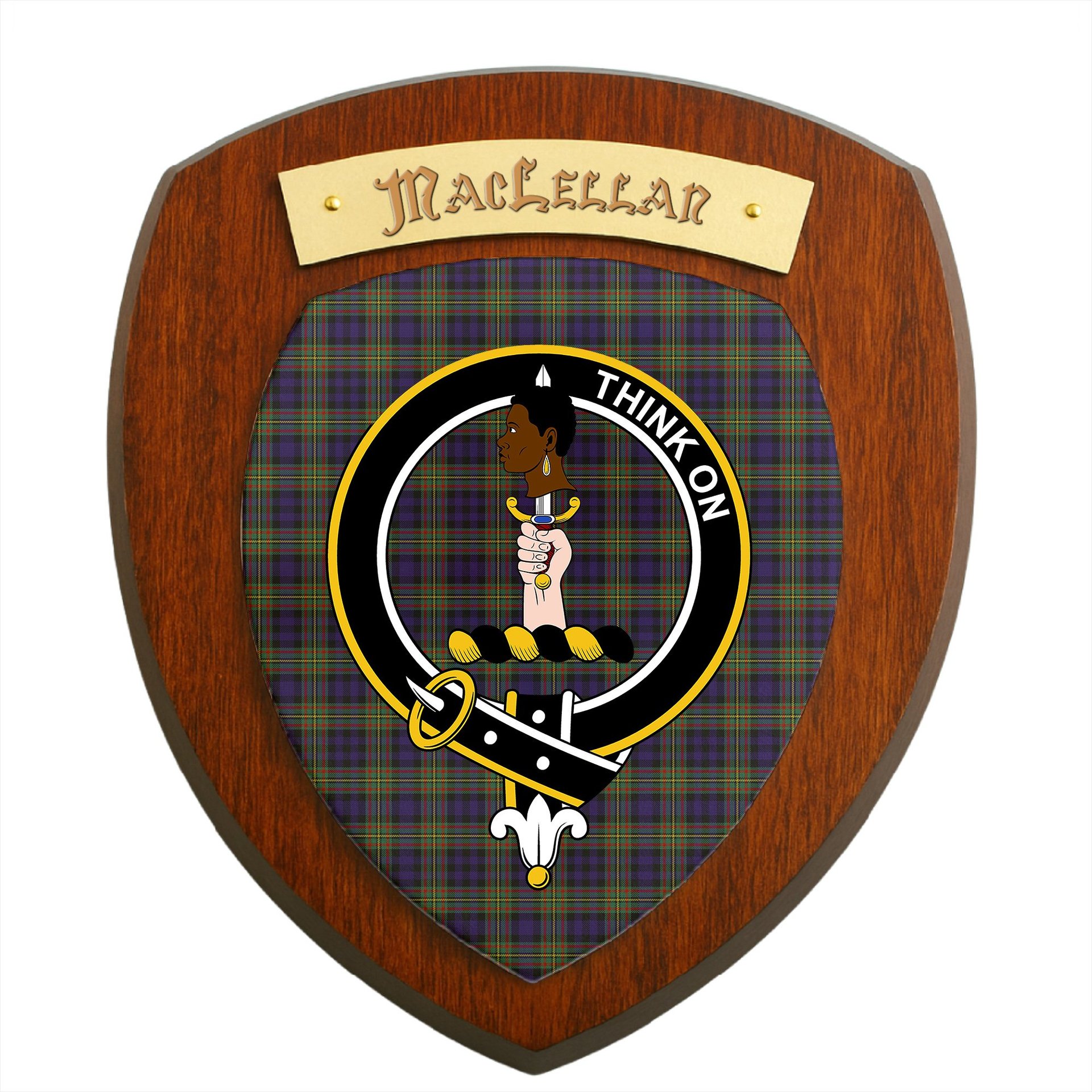 ScotsTee Shop Scottish MacLellan Modern Clan Crest Scottish Tartan Wooden Wall Plaque