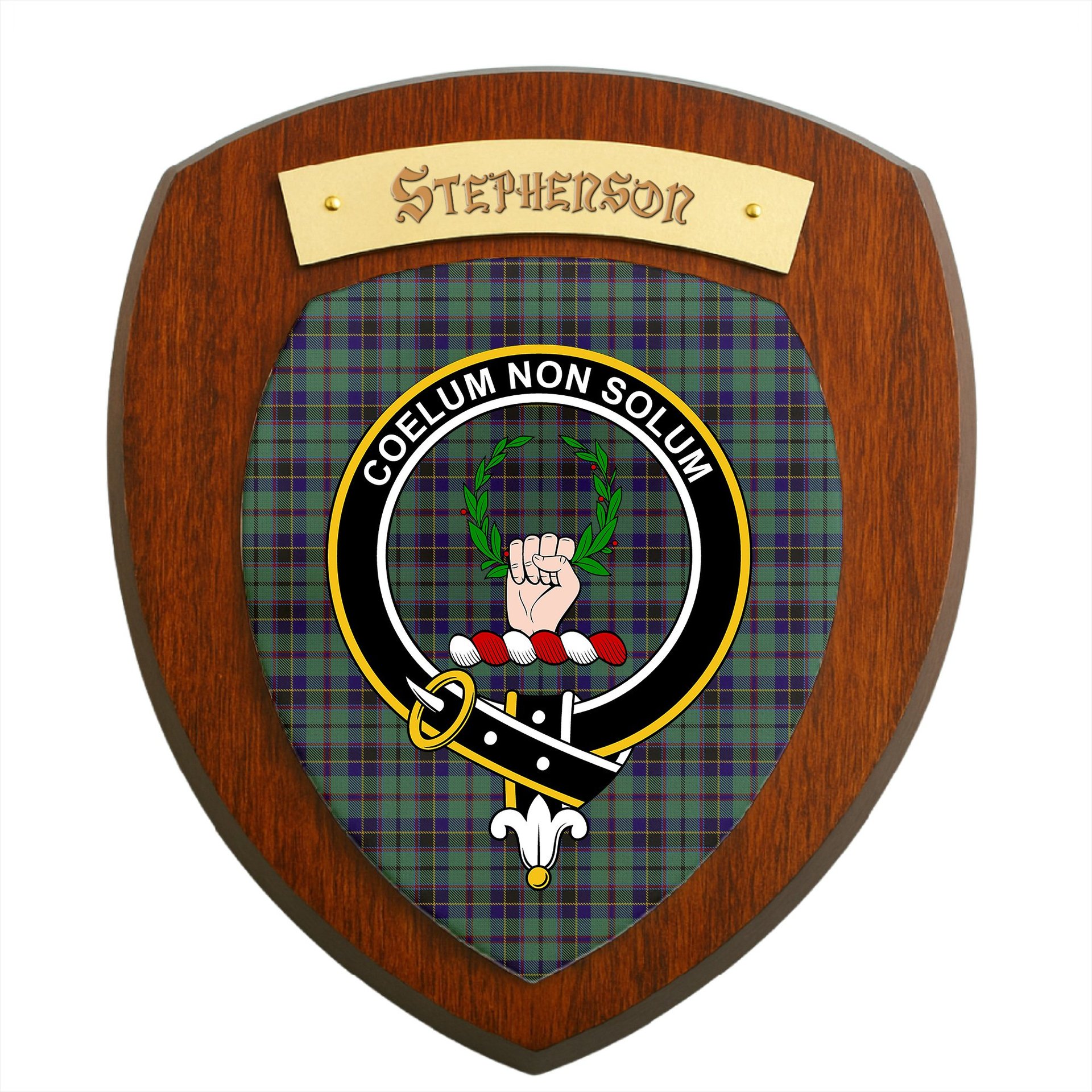 ScotsTee Shop Scottish Stephenson Clan Crest Scottish Tartan Wooden Wall Plaque