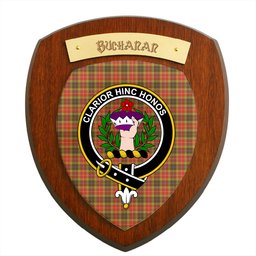 ScotsTee Shop Scottish Buchanan Old Set Weathered Clan Crest Scottish Tartan Wooden Wall Plaque