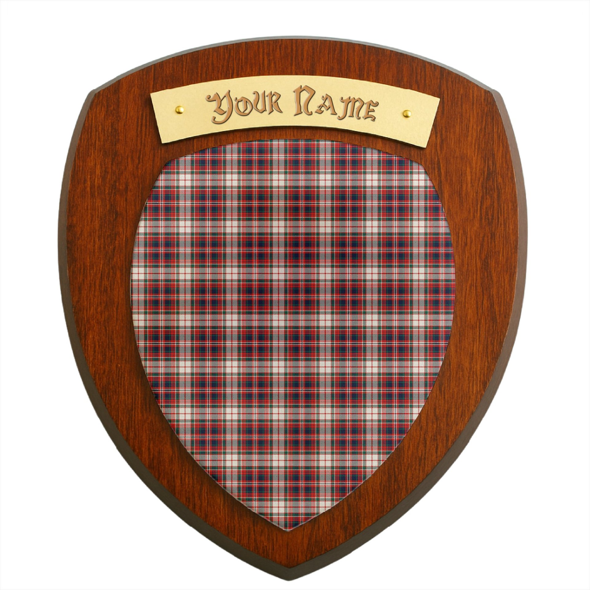 ScotsTee Shop Scottish McFarland Dress Modern Clan Tartan Wooden Wall Plaque Personalize with Your Name