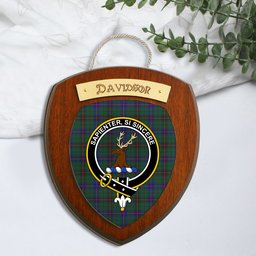 ScotsTee Shop Scottish Davidson Modern Clan Crest Scottish Tartan Wooden Wall Plaque