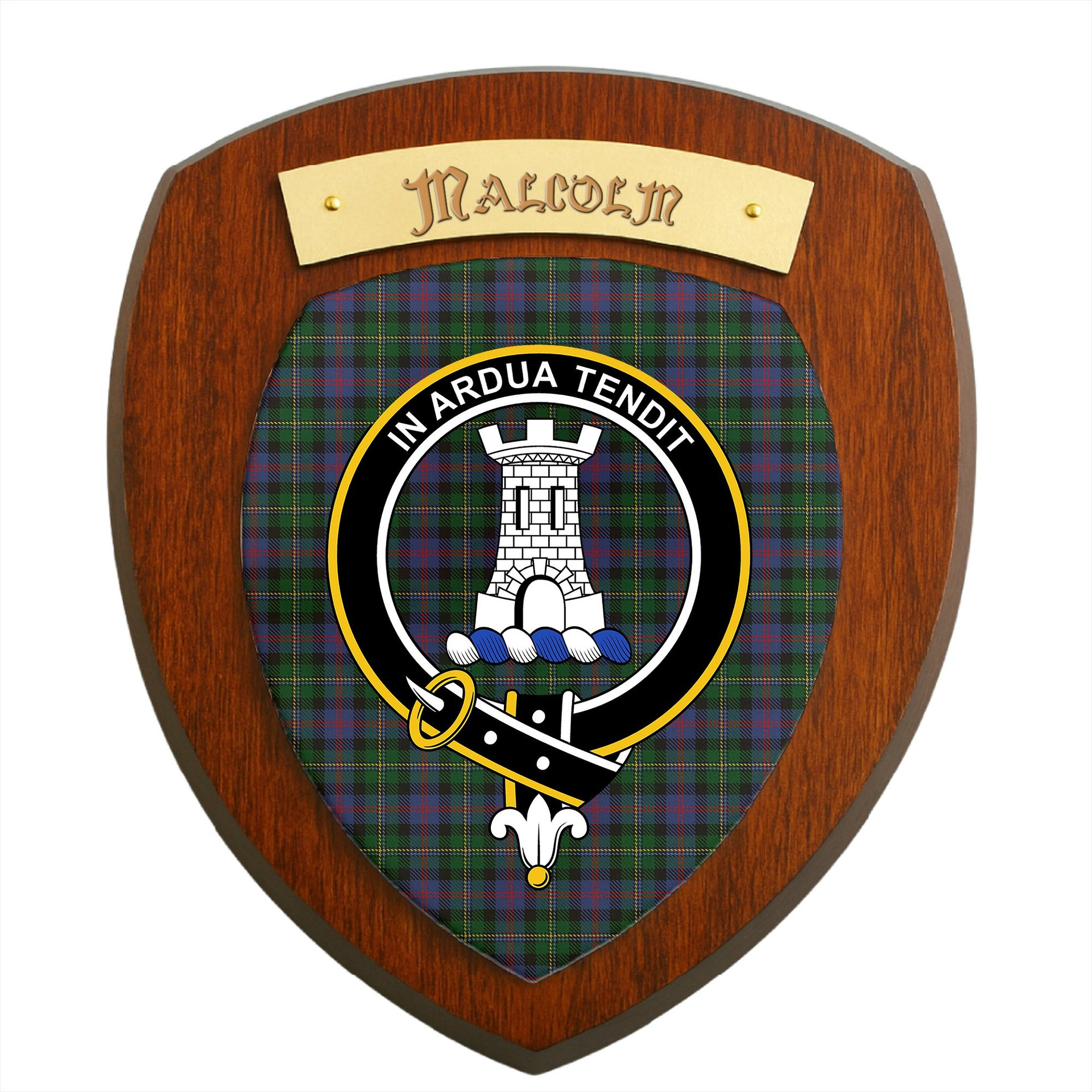 ScotsTee Shop Scottish Malcolm 2 Clan Crest Scottish Tartan Wooden Wall Plaque