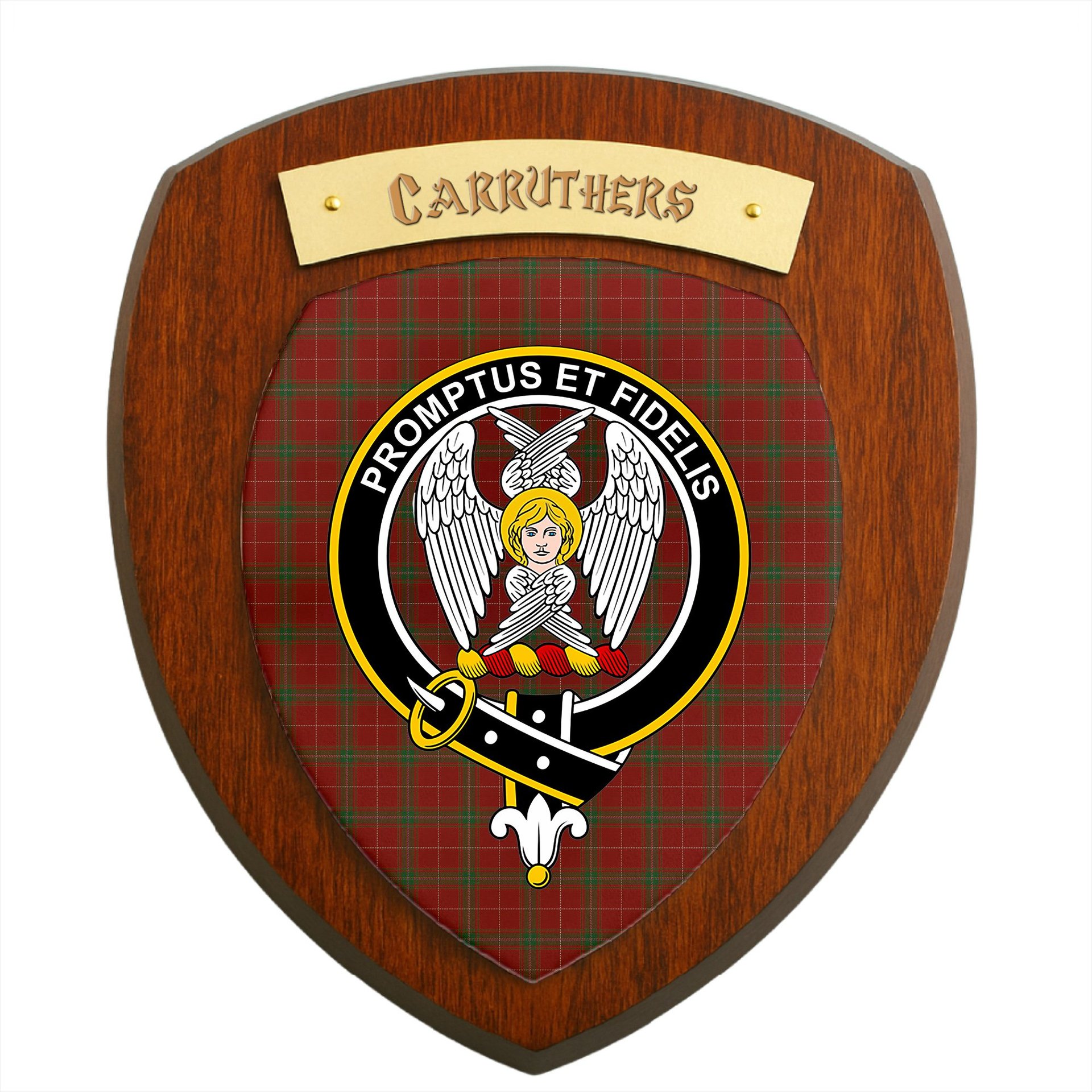 ScotsTee Shop Scottish Carruthers Clan Crest Scottish Tartan Wooden Wall Plaque