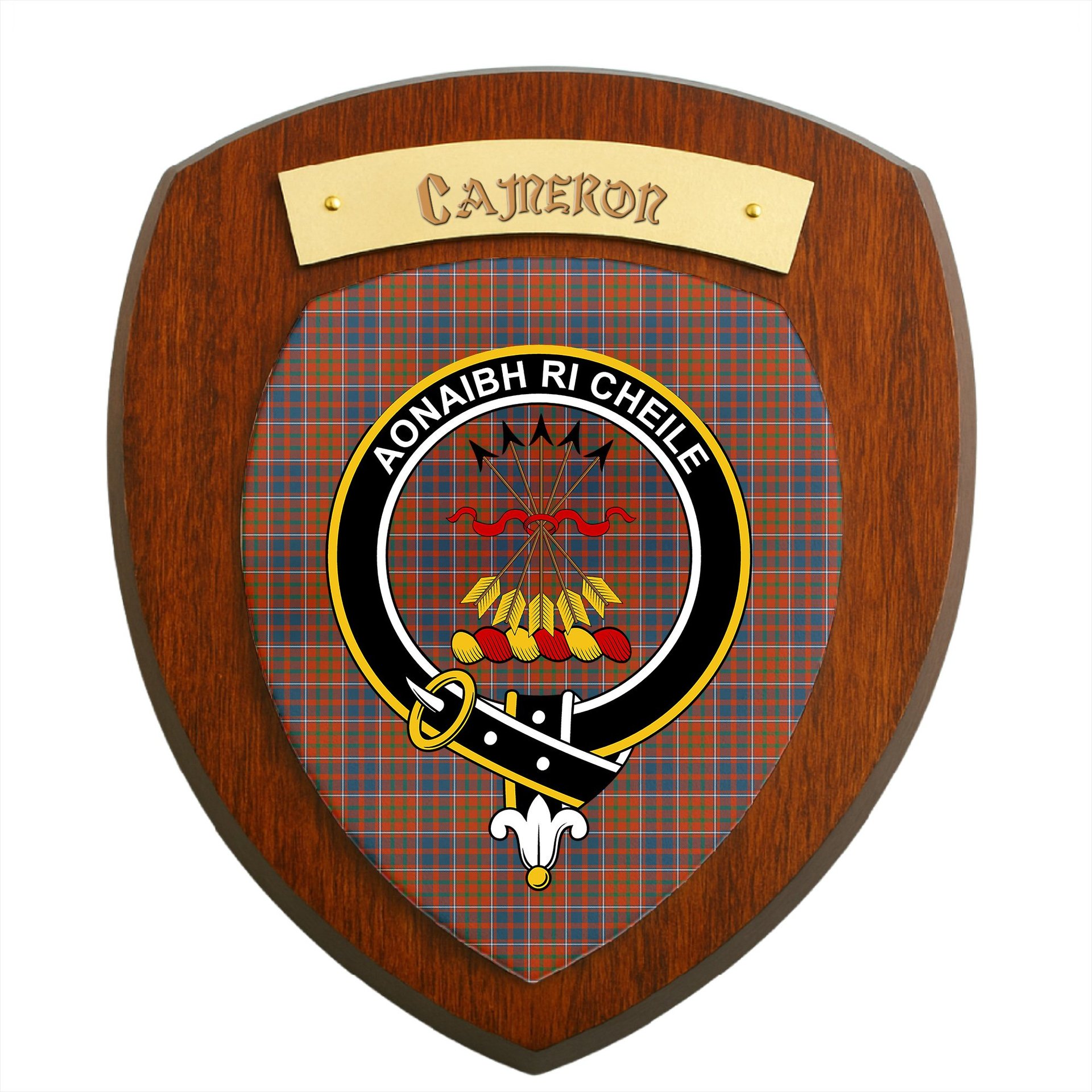 ScotsTee Shop Scottish Cameron of Lochiel Ancient Clan Crest Scottish Tartan Wooden Wall Plaque