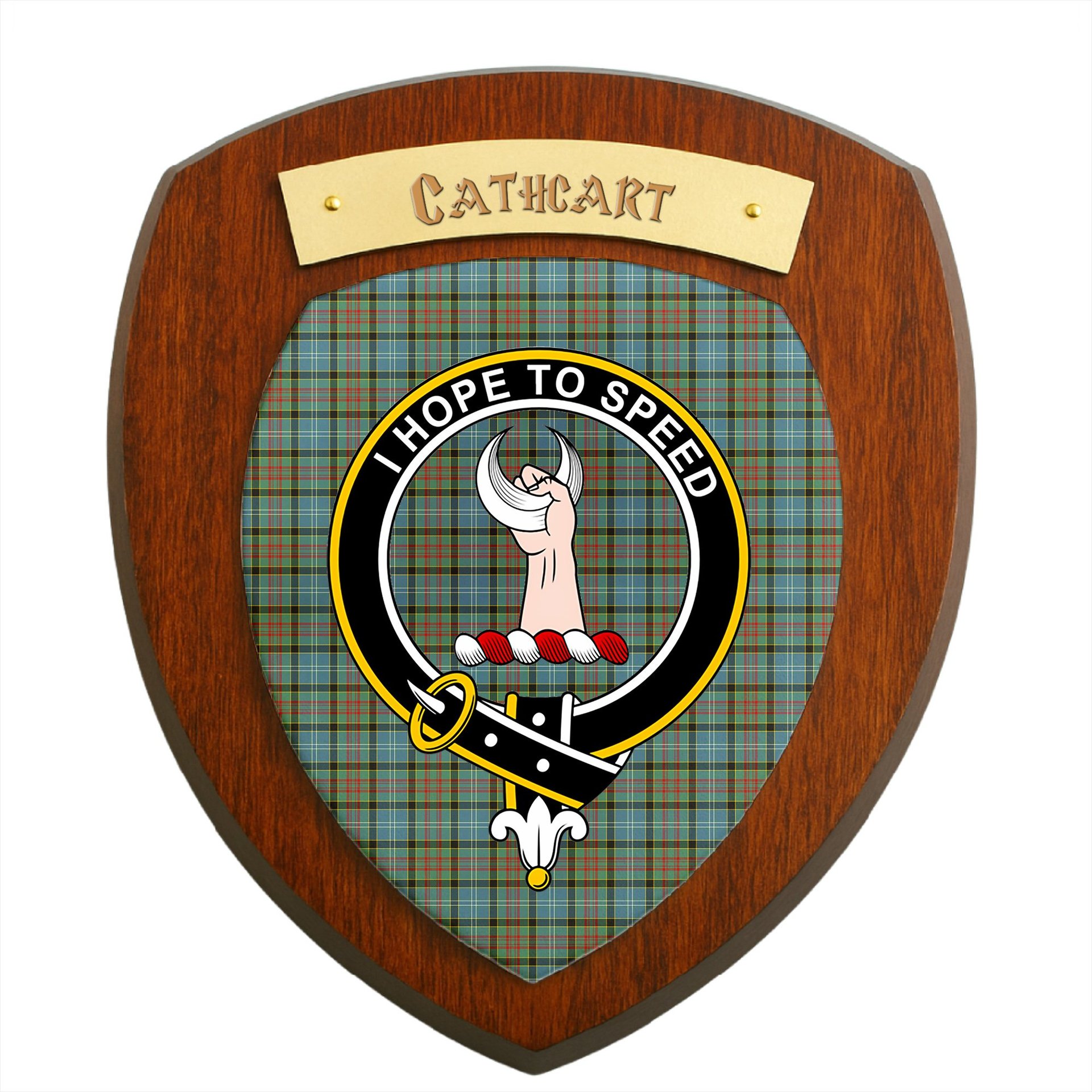 ScotsTee Shop Scottish Cathcart SC Clan Crest Scottish Tartan Wooden Wall Plaque