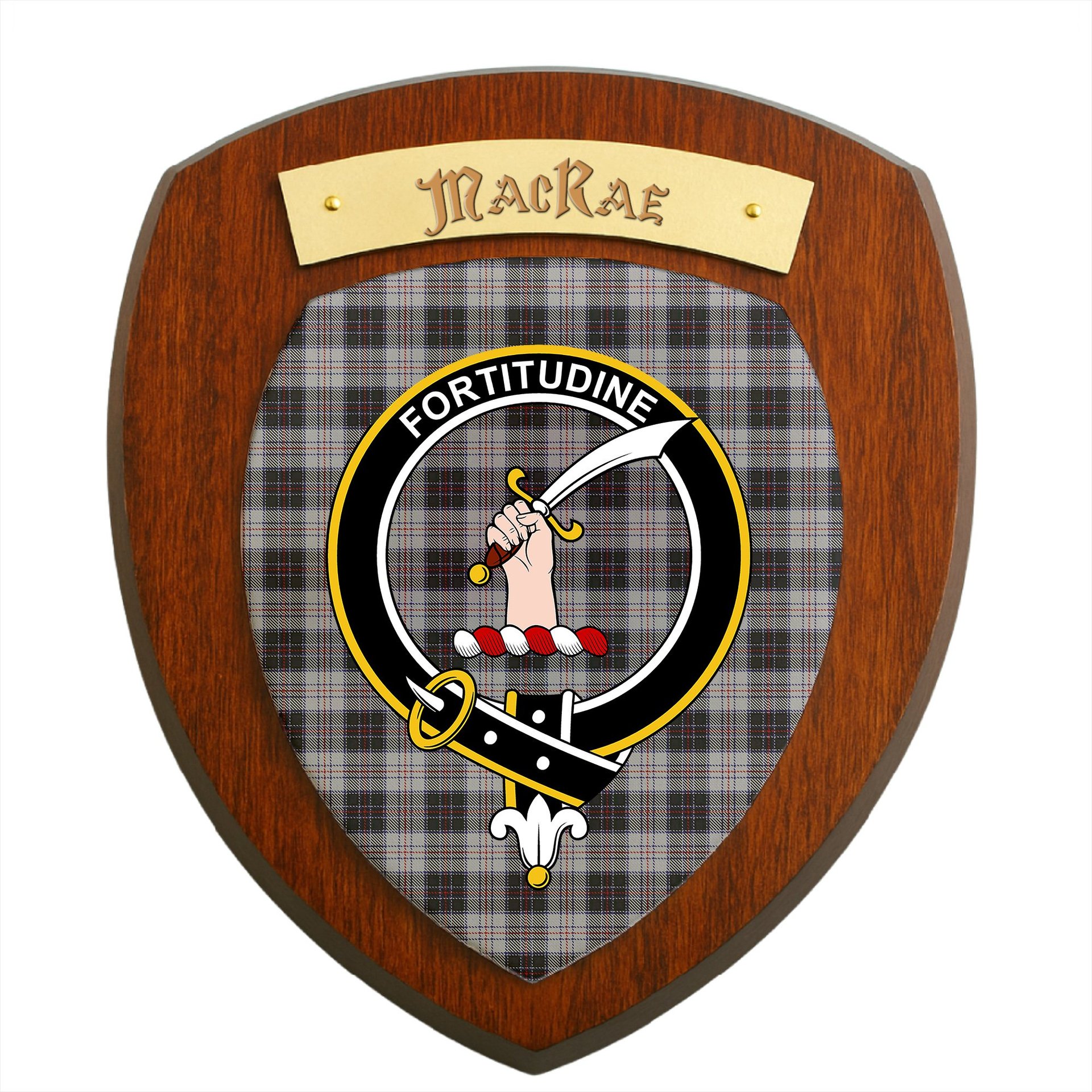 ScotsTee Shop Scottish MacRae Dress 2 Clan Crest Scottish Tartan Wooden Wall Plaque