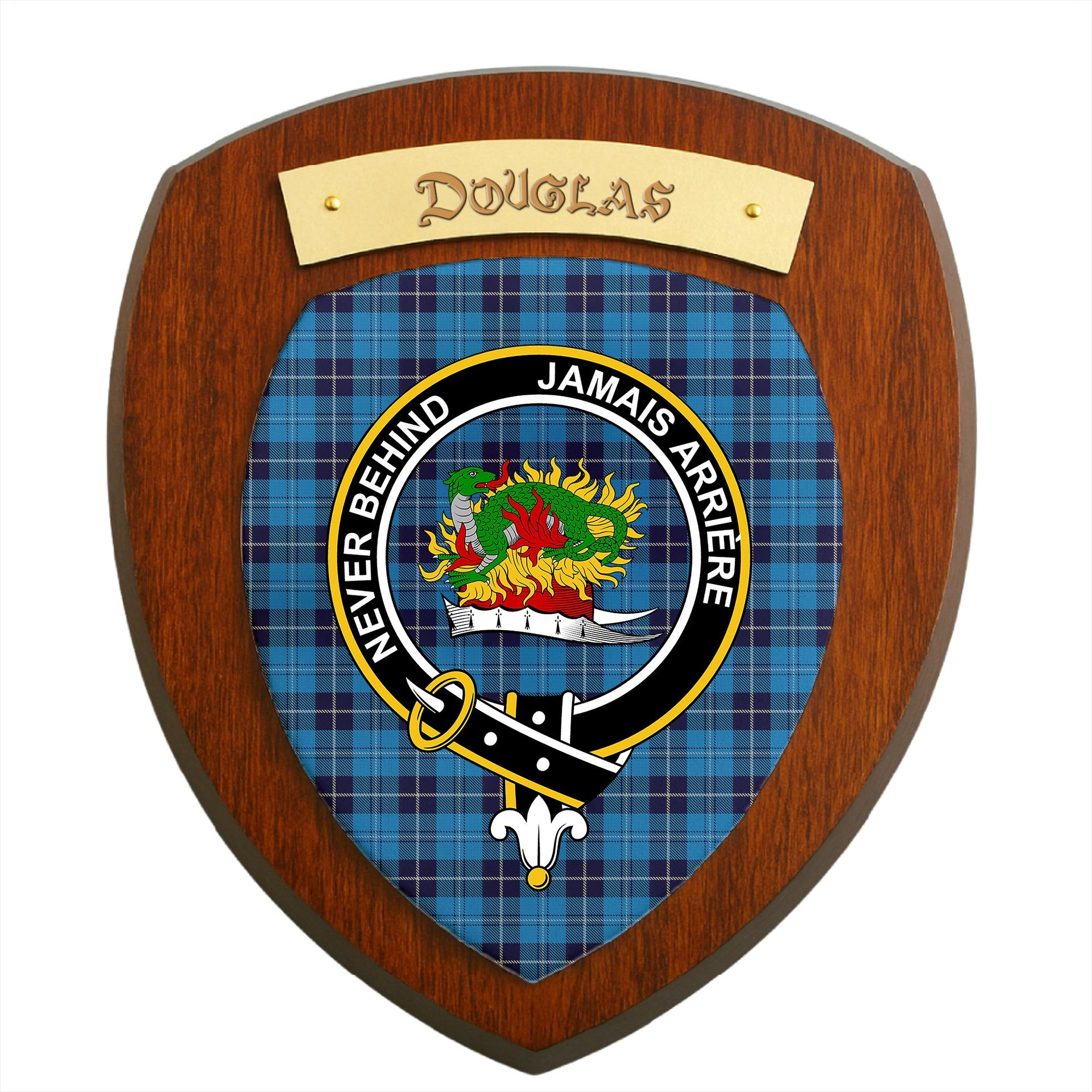 ScotsTee Shop Scottish Douglas Variation Clan Crest Scottish Tartan Wooden Wall Plaque