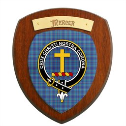 ScotsTee Shop Scottish Mercer Modern Clan Crest Scottish Tartan Wooden Wall Plaque