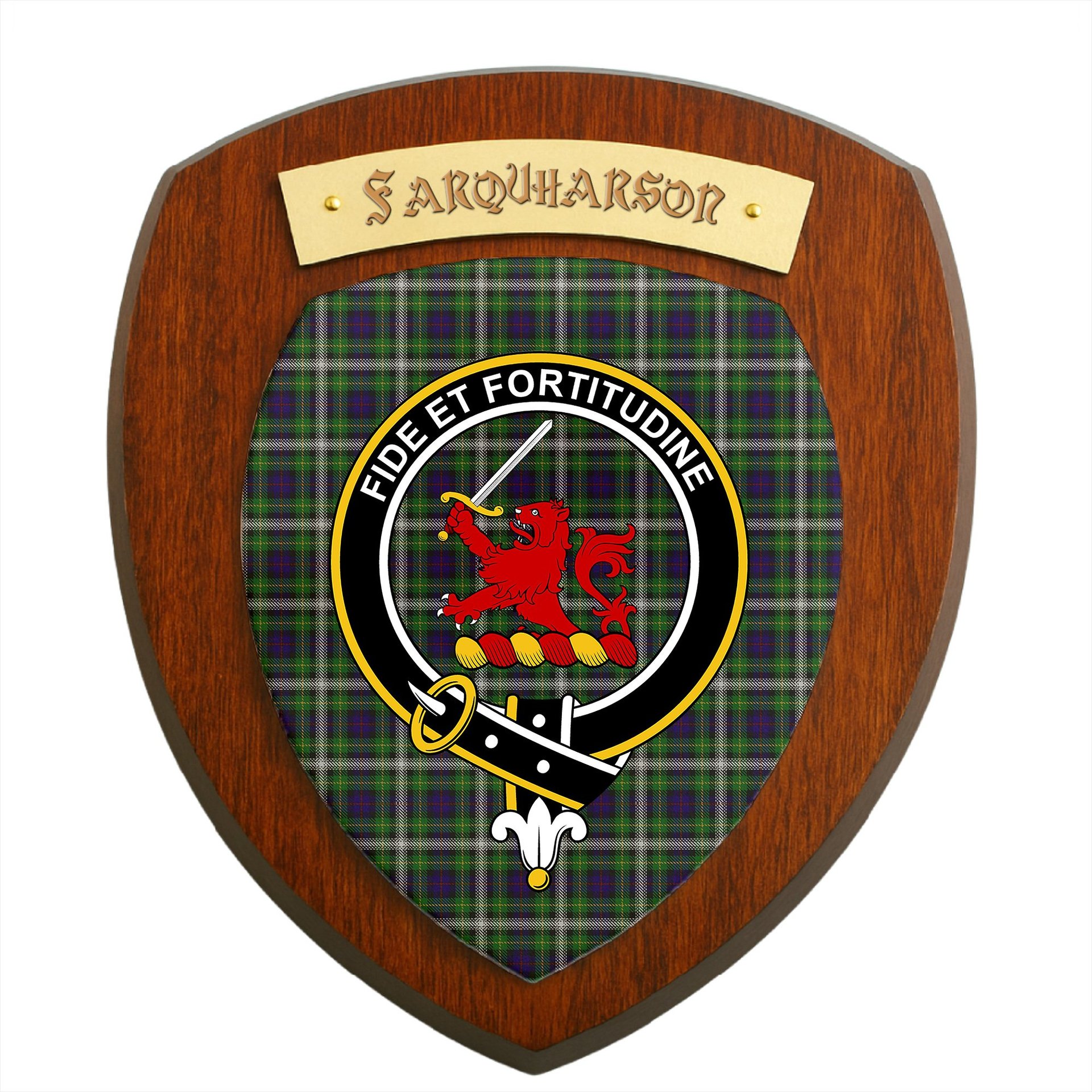ScotsTee Shop Scottish Farquharson Dress Clan Crest Scottish Tartan Wooden Wall Plaque