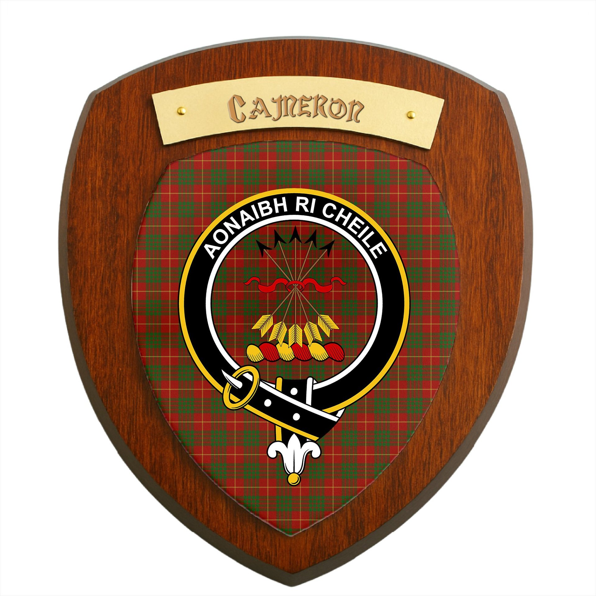 ScotsTee Shop Scottish Cameron Clan Crest Scottish Tartan Wooden Wall Plaque