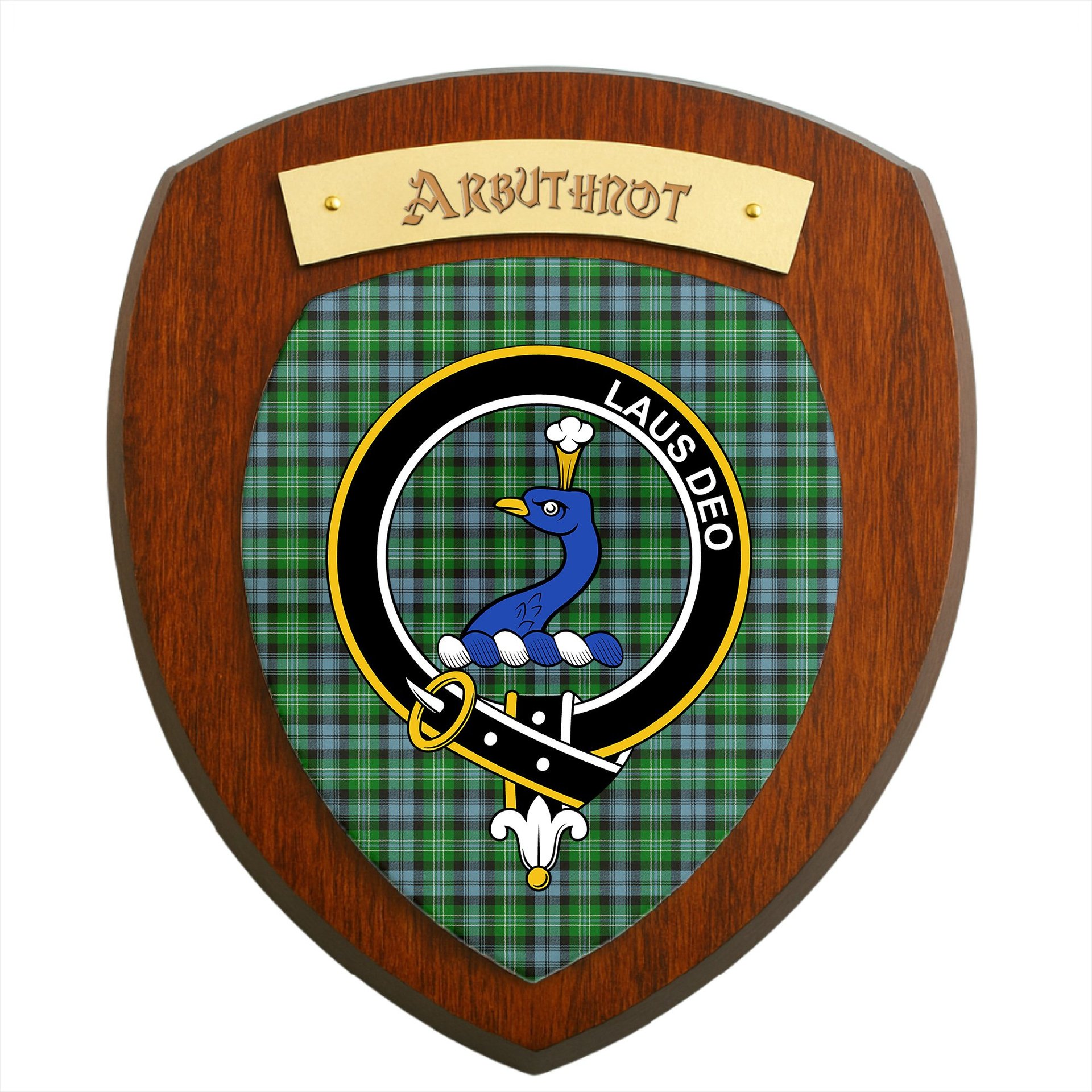 ScotsTee Shop Scottish Arbuthnot Ancient Clan Crest Scottish Tartan Wooden Wall Plaque