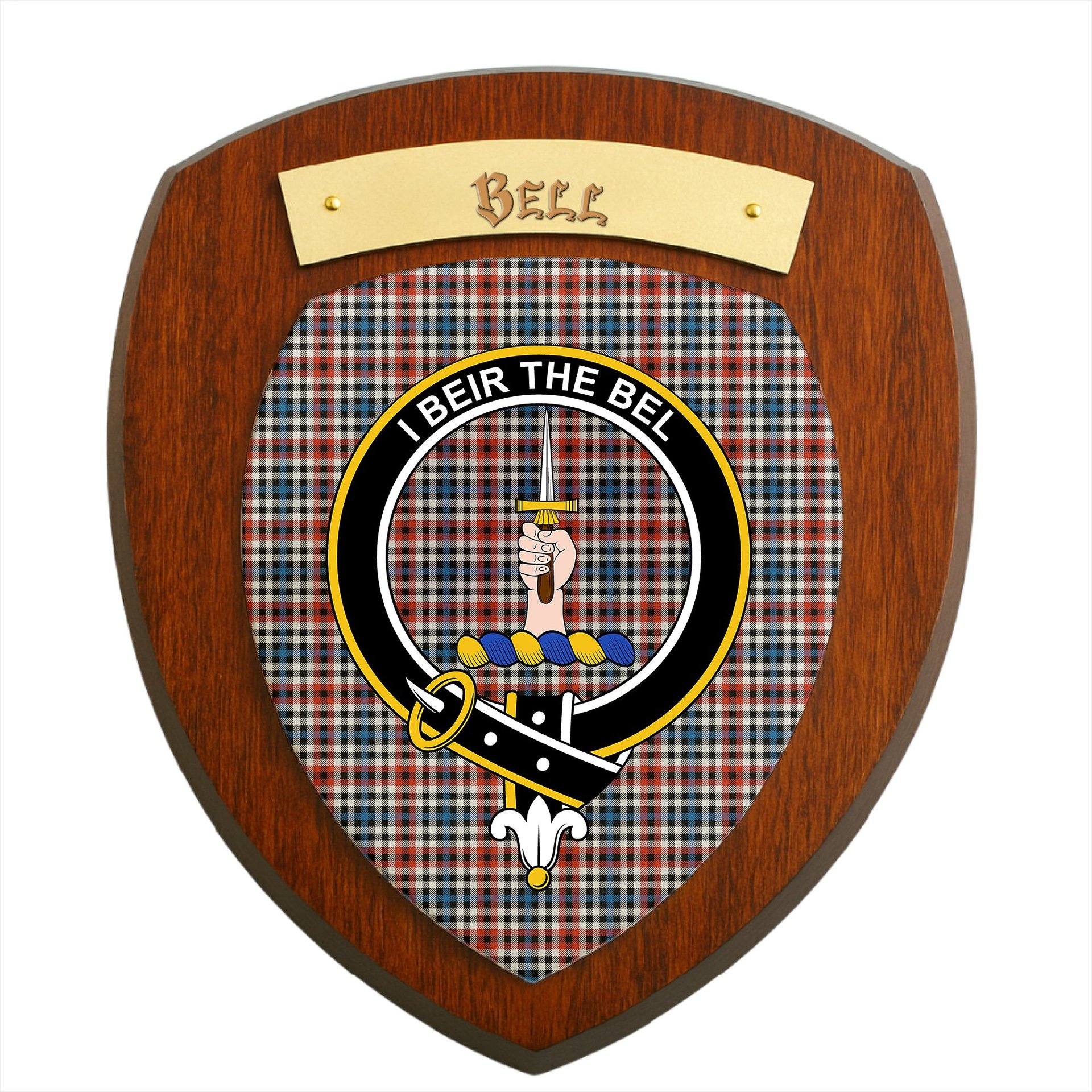 ScotsTee Shop Scottish Bell Border (Bell Southern Bell) Ancient Clan Crest Scottish Tartan Wooden Wall Plaque