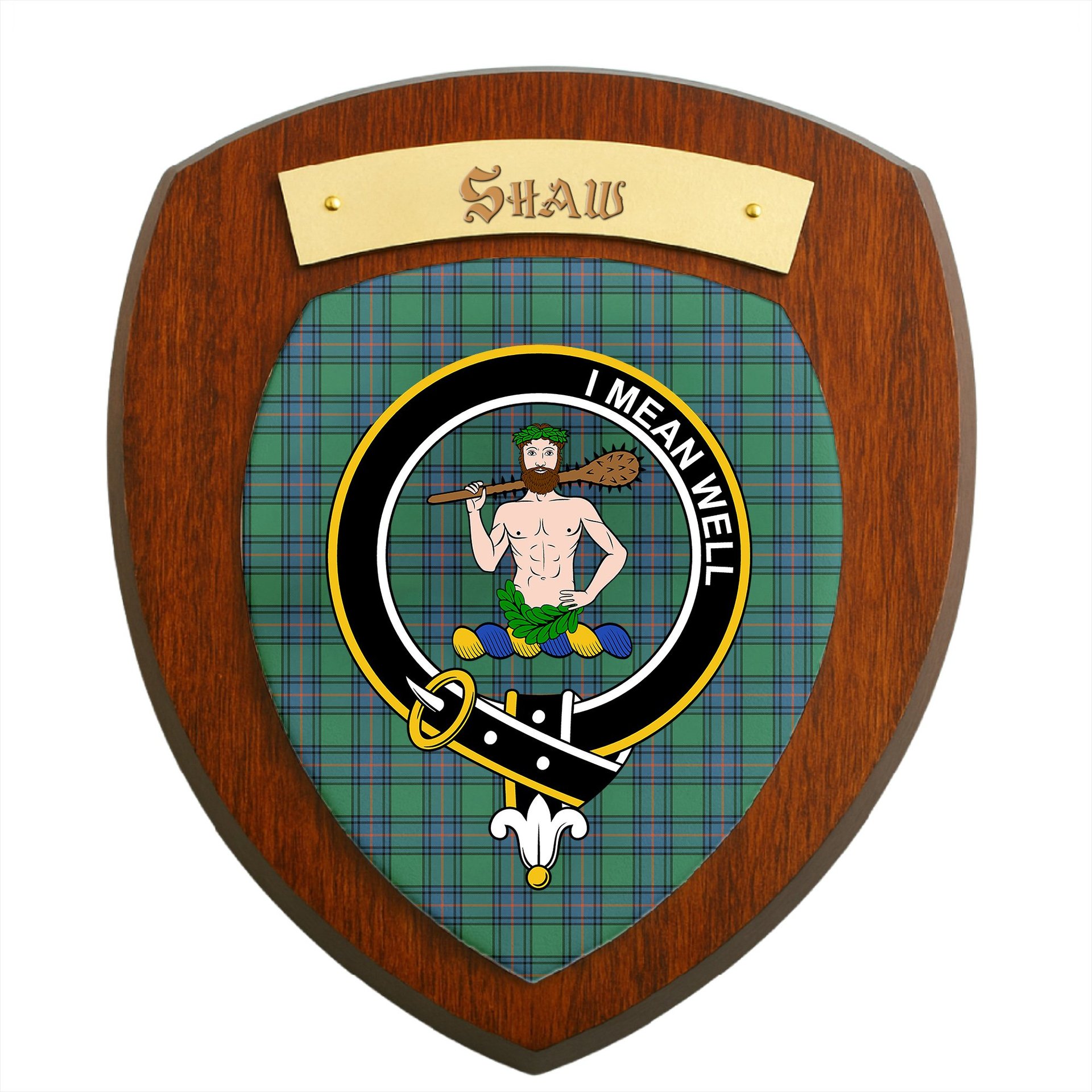 ScotsTee Shop Scottish Shaw Ancient Clan Crest Scottish Tartan Wooden Wall Plaque
