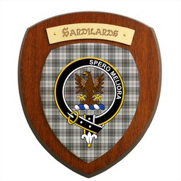 ScotsTee Shop Scottish Sandilands Grey Clan Crest Scottish Tartan Wooden Wall Plaque