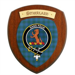 ScotsTee Shop Scottish Sutherland Hunting Modern Clan Crest Scottish Tartan Wooden Wall Plaque