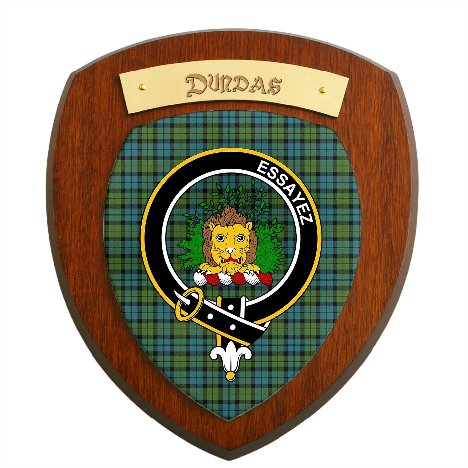 ScotsTee Shop Scottish Dundas Ancient Clan Crest Scottish Tartan Wooden Wall Plaque