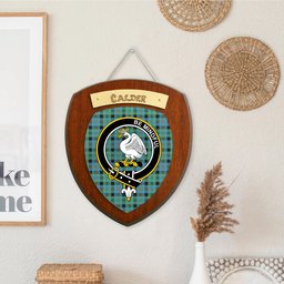 ScotsTee Shop Scottish Calder Ancient Clan Crest Scottish Tartan Wooden Wall Plaque