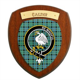 ScotsTee Shop Scottish Calder Ancient Clan Crest Scottish Tartan Wooden Wall Plaque