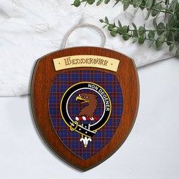 ScotsTee Shop Scottish Wedderburn Clan Crest Scottish Tartan Wooden Wall Plaque