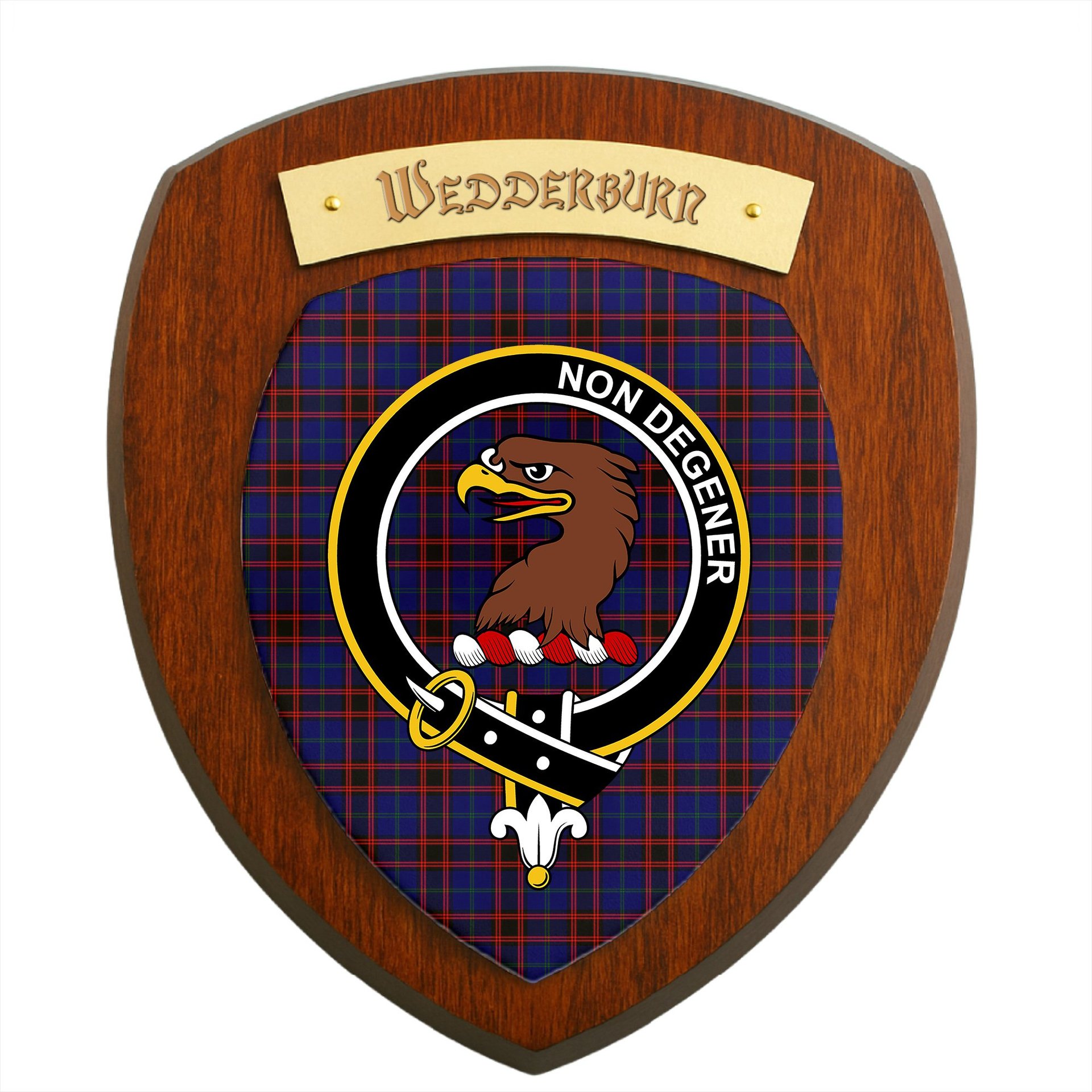 ScotsTee Shop Scottish Wedderburn Clan Crest Scottish Tartan Wooden Wall Plaque
