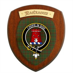 ScotsTee Shop Scottish MacCracken Hunting Clan Crest Scottish Tartan Wooden Wall Plaque