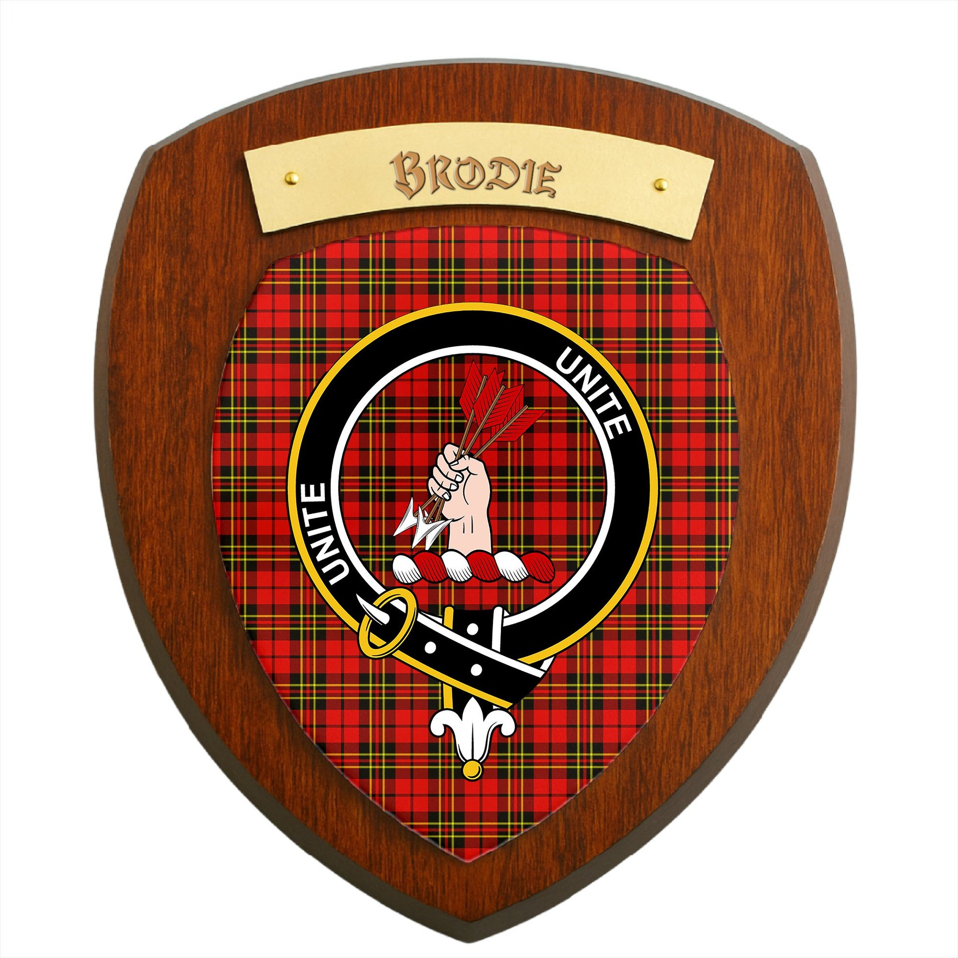ScotsTee Shop Scottish Brodie Modern Clan Crest Scottish Tartan Wooden Wall Plaque