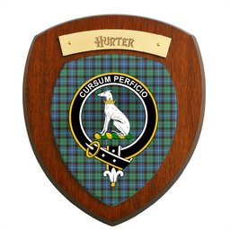 ScotsTee Shop Scottish Hunter Ancient Clan Crest Scottish Tartan Wooden Wall Plaque