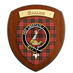 ScotsTee Shop Scottish Wallace Weathered Clan Crest Scottish Tartan Wooden Wall Plaque