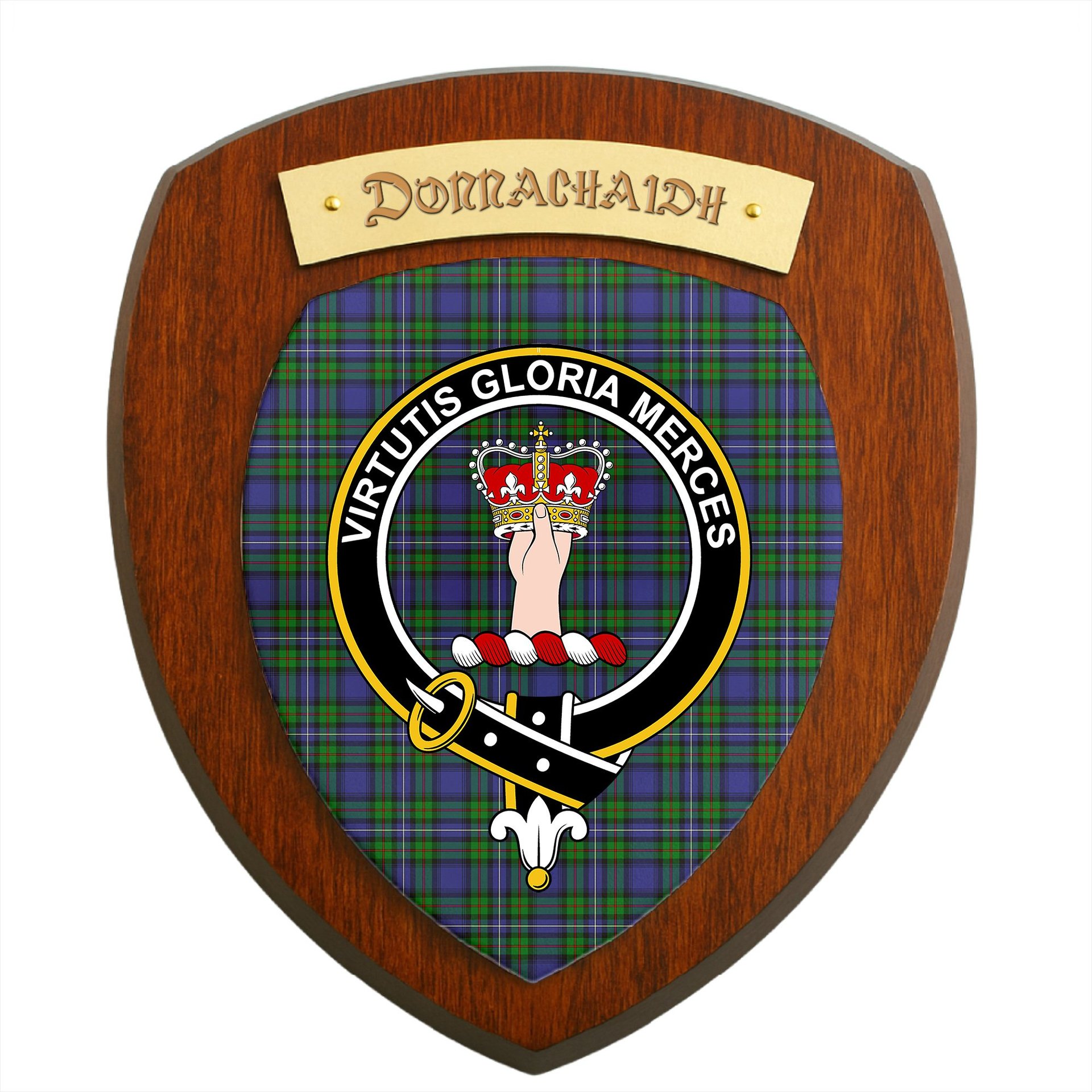ScotsTee Shop Scottish Donnachaidh Clan Crest Scottish Tartan Wooden Wall Plaque