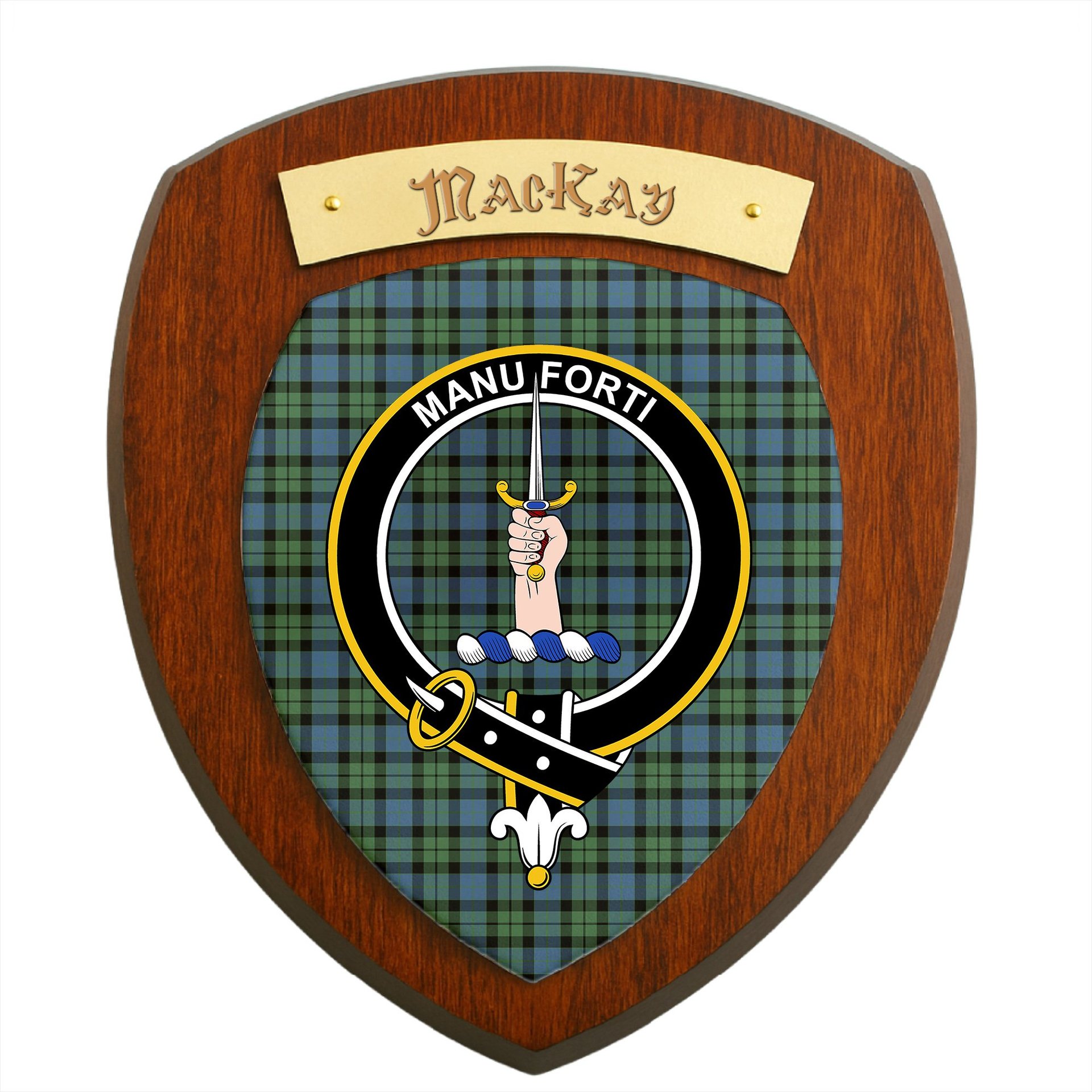 ScotsTee Shop Scottish MacKay Ancient Clan Crest Scottish Tartan Wooden Wall Plaque