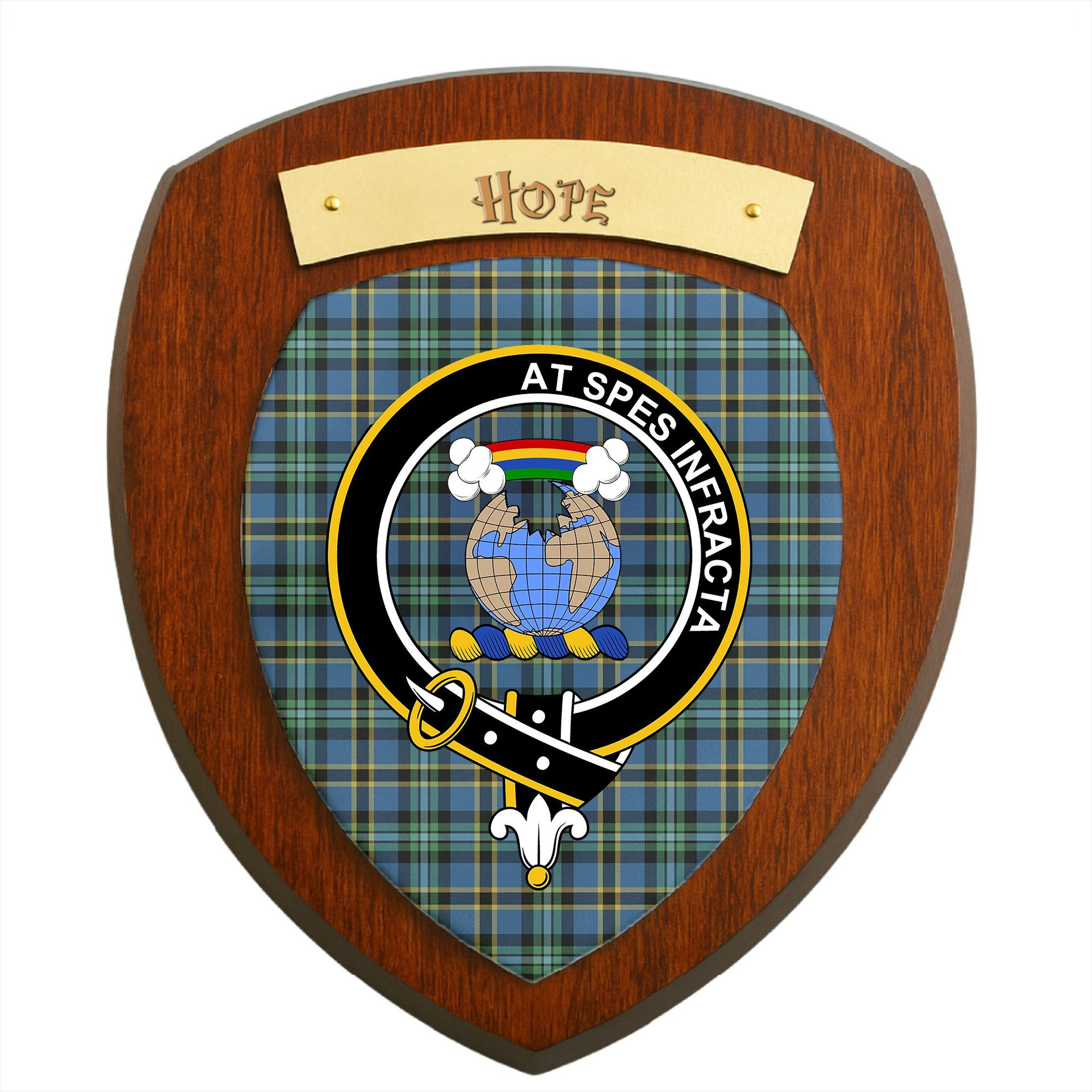 ScotsTee Shop Scottish Hope Ancient Clan Crest Scottish Tartan Wooden Wall Plaque