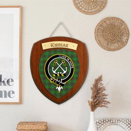 ScotsTee Shop Scottish Kinnear Clan Crest Scottish Tartan Wooden Wall Plaque